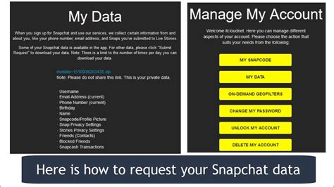 1. Open Snapchat, then open a conversation with a friend. 2. Scroll through your saved messages. 3. Alternatively, open your profile, then bring up the Settings menu. 4. Tap My Data and choose Submit Request on the page that appears. 5. Open the link sent to your email, then download your zipped data. 6.